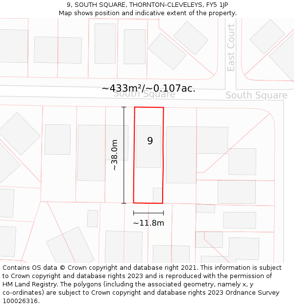 9, SOUTH SQUARE, THORNTON-CLEVELEYS, FY5 1JP: Plot and title map