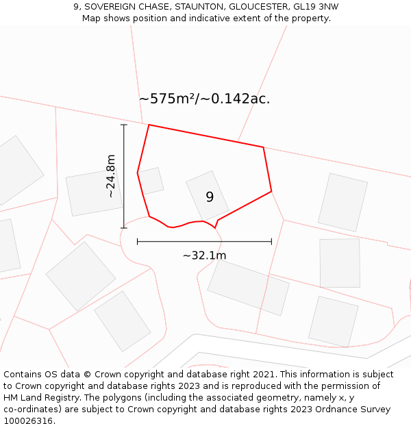 9, SOVEREIGN CHASE, STAUNTON, GLOUCESTER, GL19 3NW: Plot and title map