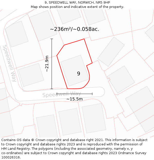 9, SPEEDWELL WAY, NORWICH, NR5 9HP: Plot and title map