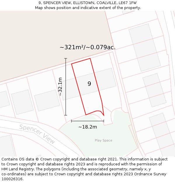 9, SPENCER VIEW, ELLISTOWN, COALVILLE, LE67 1FW: Plot and title map