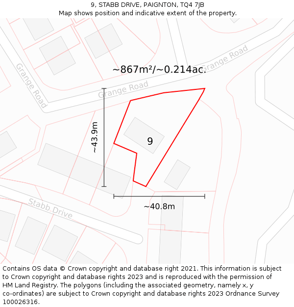 9, STABB DRIVE, PAIGNTON, TQ4 7JB: Plot and title map