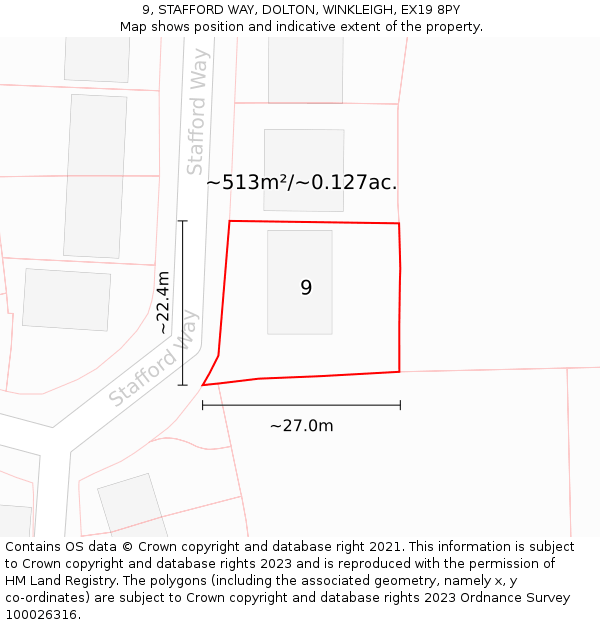 9, STAFFORD WAY, DOLTON, WINKLEIGH, EX19 8PY: Plot and title map