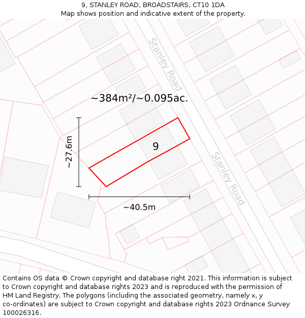 9, STANLEY ROAD, BROADSTAIRS, CT10 1DA: Plot and title map