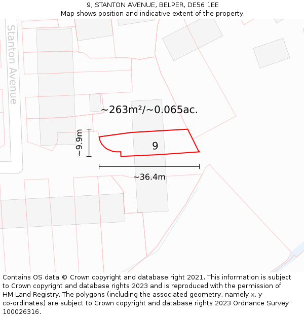 9, STANTON AVENUE, BELPER, DE56 1EE: Plot and title map