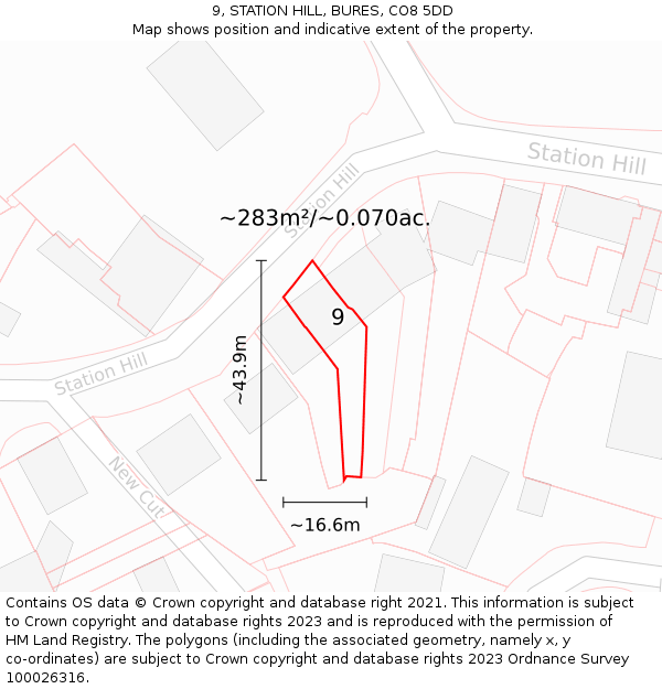 9, STATION HILL, BURES, CO8 5DD: Plot and title map