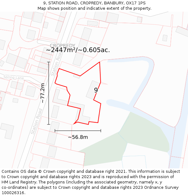 9, STATION ROAD, CROPREDY, BANBURY, OX17 1PS: Plot and title map
