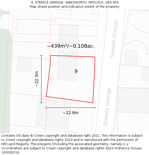 9, STEEPLE GRANGE, WIRKSWORTH, MATLOCK, DE4 4FS: Plot and title map
