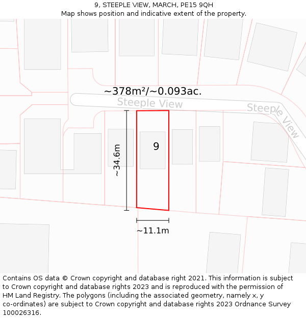 9, STEEPLE VIEW, MARCH, PE15 9QH: Plot and title map