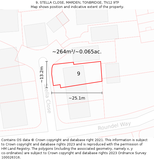9, STELLA CLOSE, MARDEN, TONBRIDGE, TN12 9TP: Plot and title map