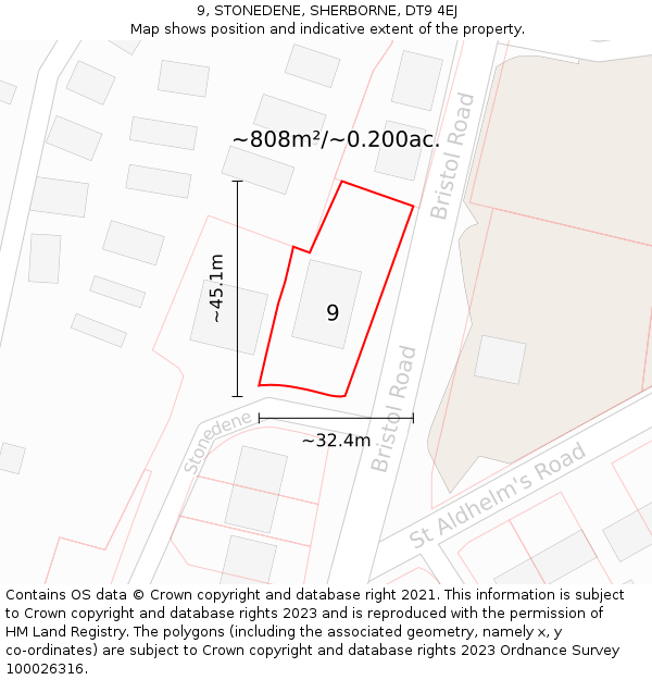 9, STONEDENE, SHERBORNE, DT9 4EJ: Plot and title map