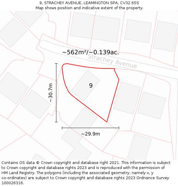 9, STRACHEY AVENUE, LEAMINGTON SPA, CV32 6SS: Plot and title map