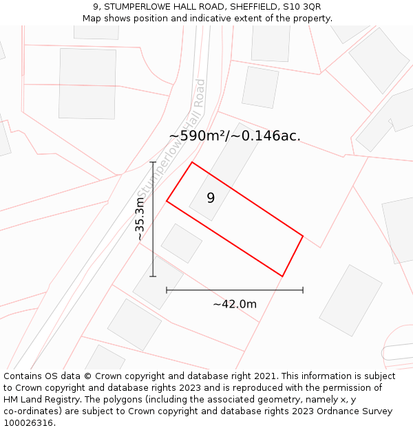 9, STUMPERLOWE HALL ROAD, SHEFFIELD, S10 3QR: Plot and title map