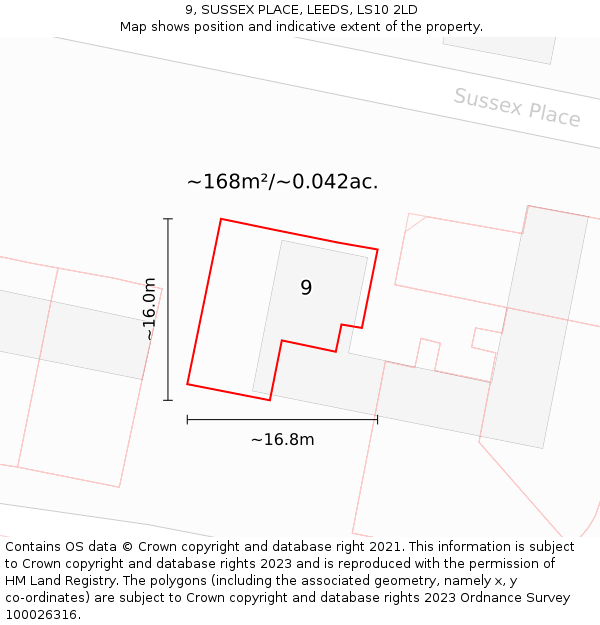 9, SUSSEX PLACE, LEEDS, LS10 2LD: Plot and title map