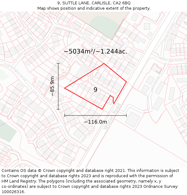 9, SUTTLE LANE, CARLISLE, CA2 6BQ: Plot and title map