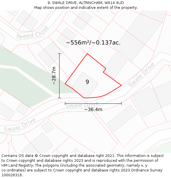 9, SWALE DRIVE, ALTRINCHAM, WA14 4UD: Plot and title map