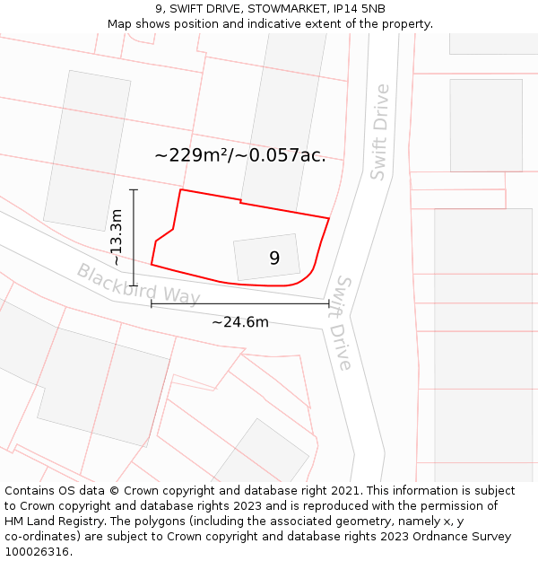 9, SWIFT DRIVE, STOWMARKET, IP14 5NB: Plot and title map