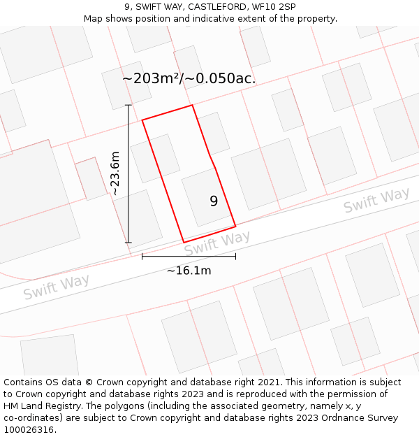 9, SWIFT WAY, CASTLEFORD, WF10 2SP: Plot and title map