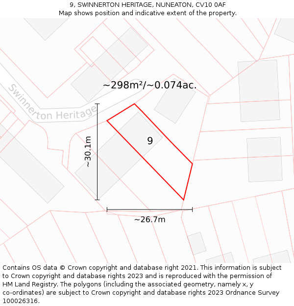 9, SWINNERTON HERITAGE, NUNEATON, CV10 0AF: Plot and title map