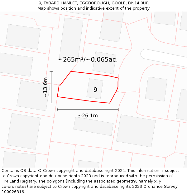 9, TABARD HAMLET, EGGBOROUGH, GOOLE, DN14 0UR: Plot and title map