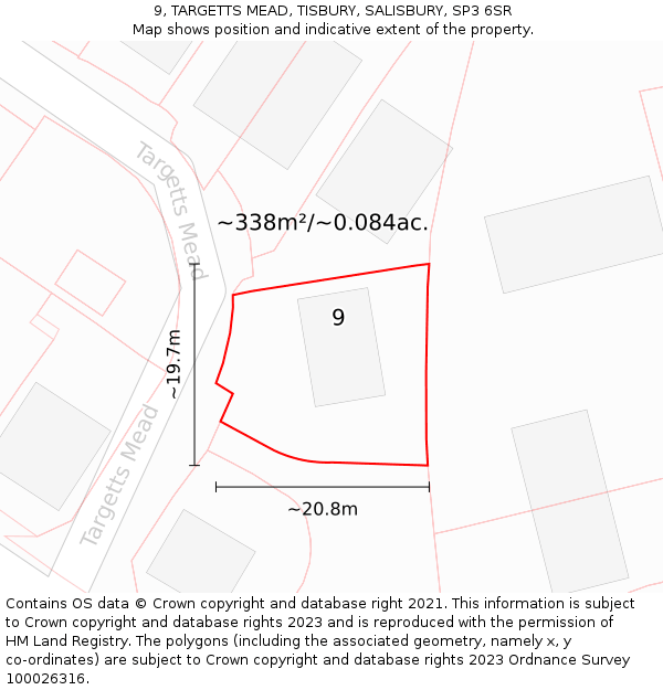 9, TARGETTS MEAD, TISBURY, SALISBURY, SP3 6SR: Plot and title map