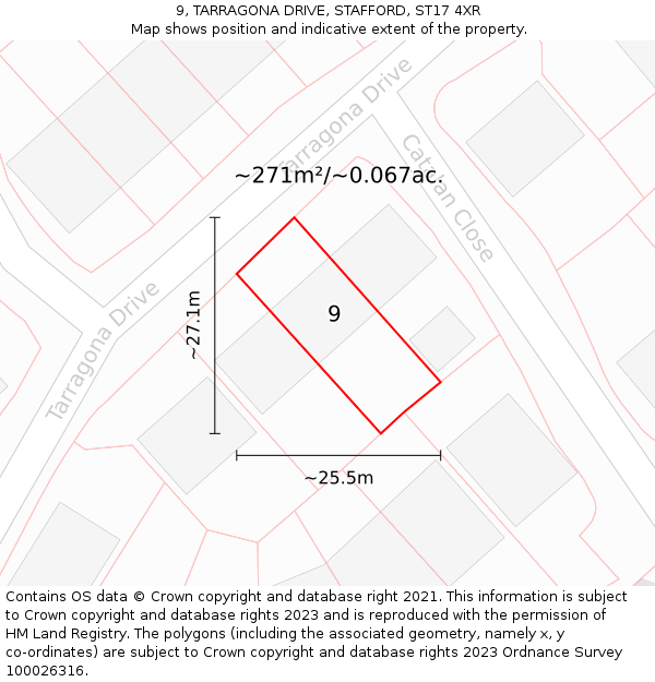9, TARRAGONA DRIVE, STAFFORD, ST17 4XR: Plot and title map