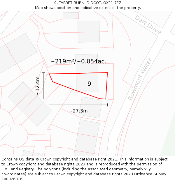 9, TARRET BURN, DIDCOT, OX11 7FZ: Plot and title map