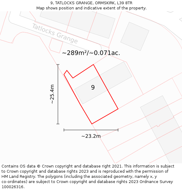 9, TATLOCKS GRANGE, ORMSKIRK, L39 8TR: Plot and title map