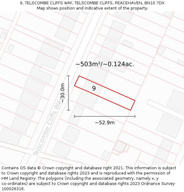 9, TELSCOMBE CLIFFS WAY, TELSCOMBE CLIFFS, PEACEHAVEN, BN10 7DX: Plot and title map