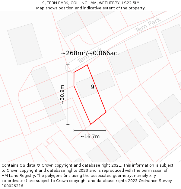 9, TERN PARK, COLLINGHAM, WETHERBY, LS22 5LY: Plot and title map