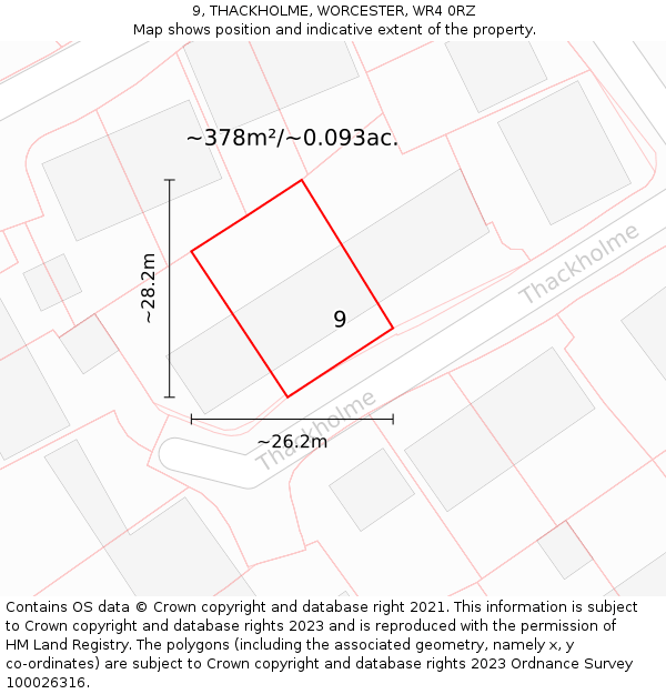 9, THACKHOLME, WORCESTER, WR4 0RZ: Plot and title map