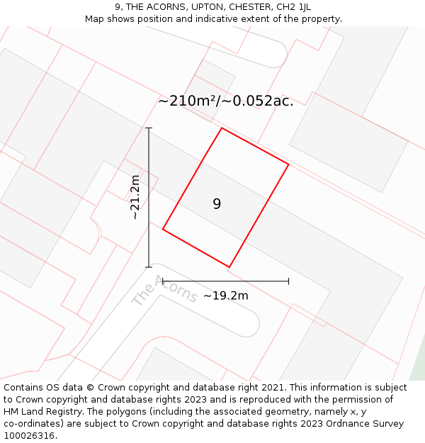 9, THE ACORNS, UPTON, CHESTER, CH2 1JL: Plot and title map