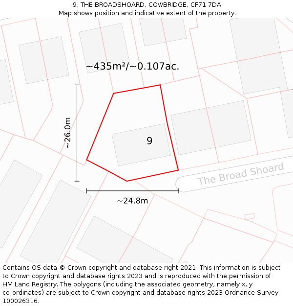 9, THE BROADSHOARD, COWBRIDGE, CF71 7DA: Plot and title map