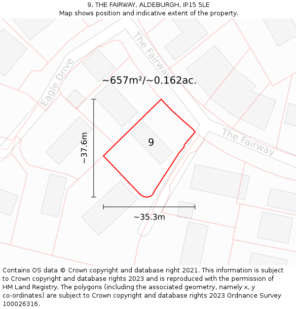 9, THE FAIRWAY, ALDEBURGH, IP15 5LE: Plot and title map