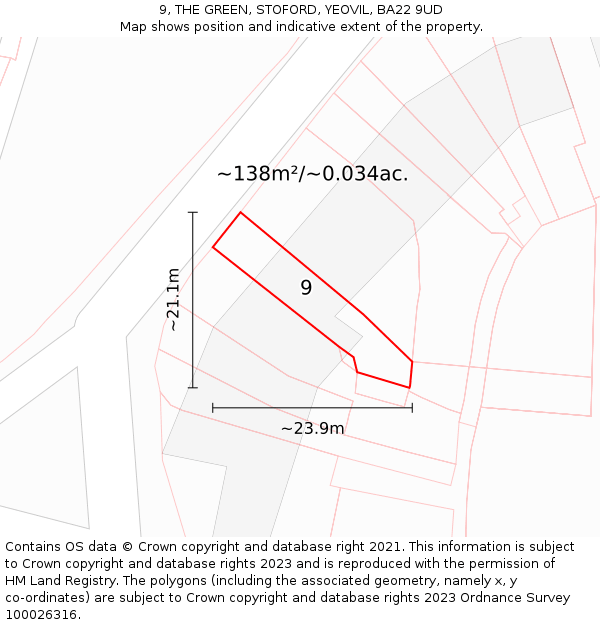 9, THE GREEN, STOFORD, YEOVIL, BA22 9UD: Plot and title map