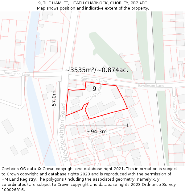 9, THE HAMLET, HEATH CHARNOCK, CHORLEY, PR7 4EG: Plot and title map
