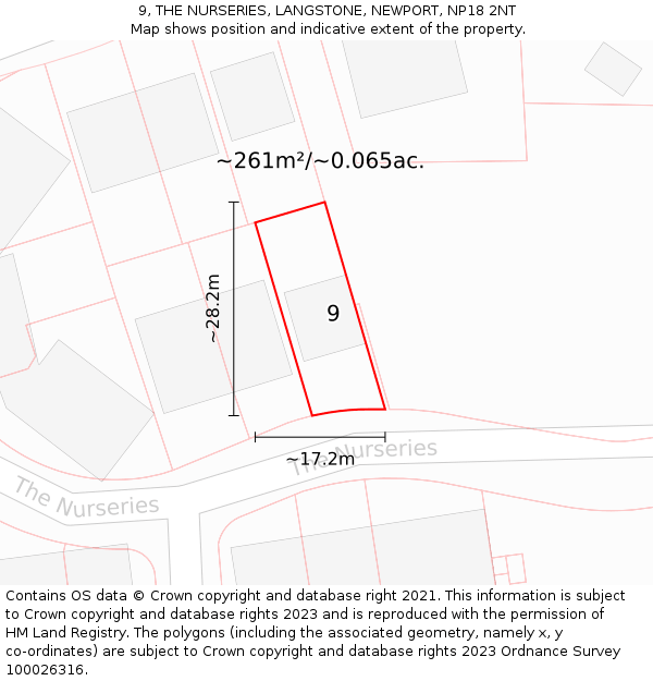 9, THE NURSERIES, LANGSTONE, NEWPORT, NP18 2NT: Plot and title map