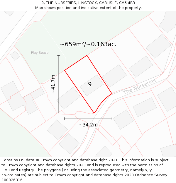 9, THE NURSERIES, LINSTOCK, CARLISLE, CA6 4RR: Plot and title map