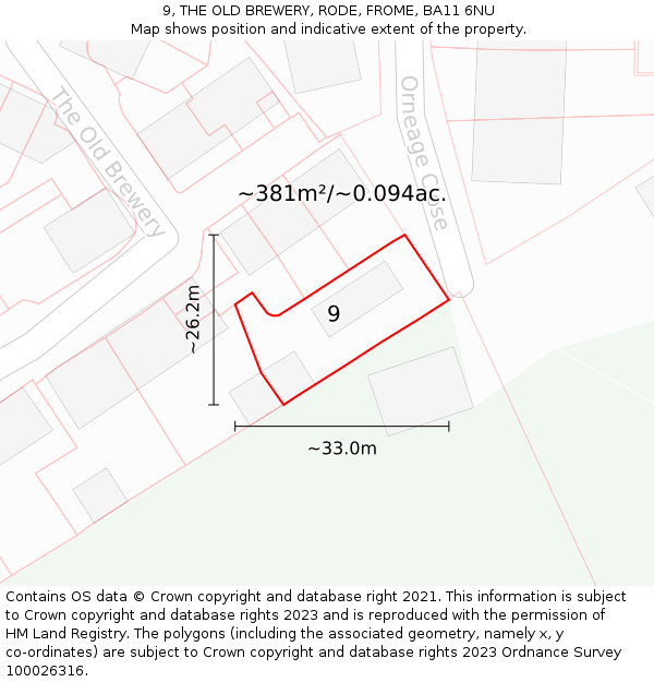 9, THE OLD BREWERY, RODE, FROME, BA11 6NU: Plot and title map