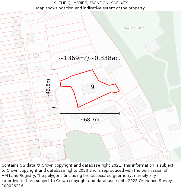 9, THE QUARRIES, SWINDON, SN1 4EX: Plot and title map
