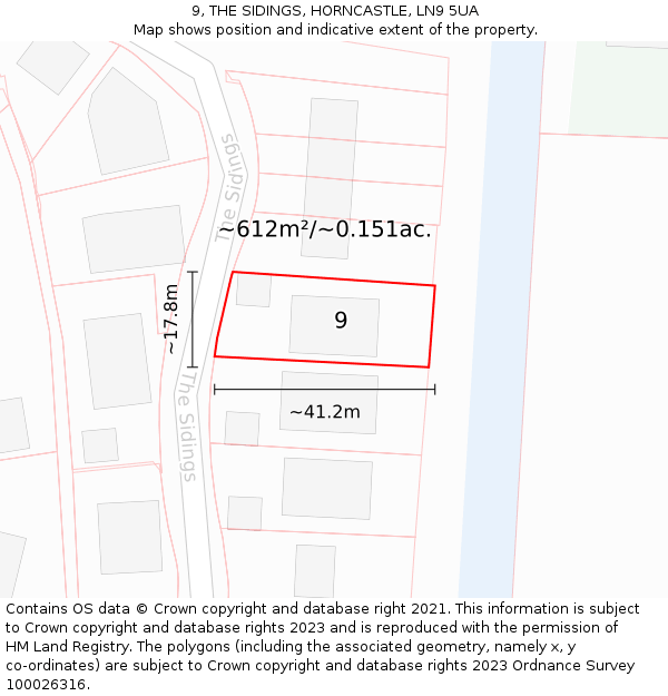 9, THE SIDINGS, HORNCASTLE, LN9 5UA: Plot and title map