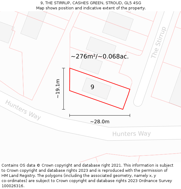 9, THE STIRRUP, CASHES GREEN, STROUD, GL5 4SG: Plot and title map