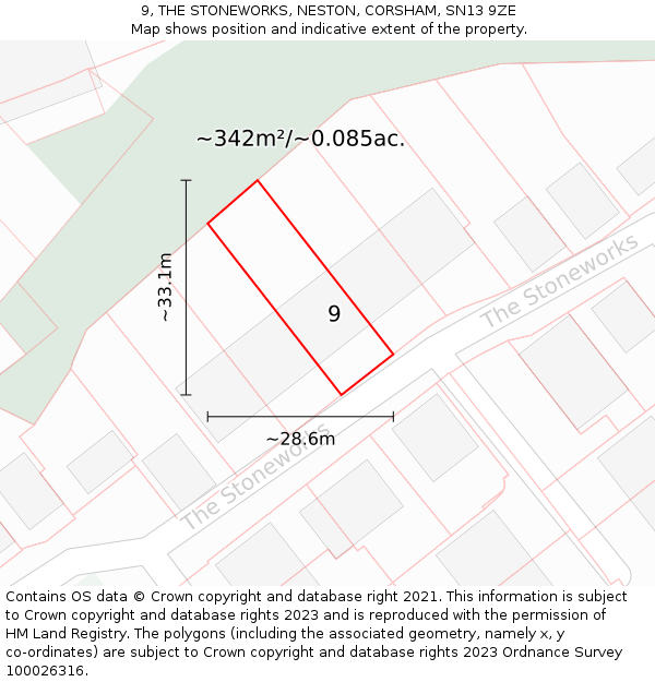 9, THE STONEWORKS, NESTON, CORSHAM, SN13 9ZE: Plot and title map