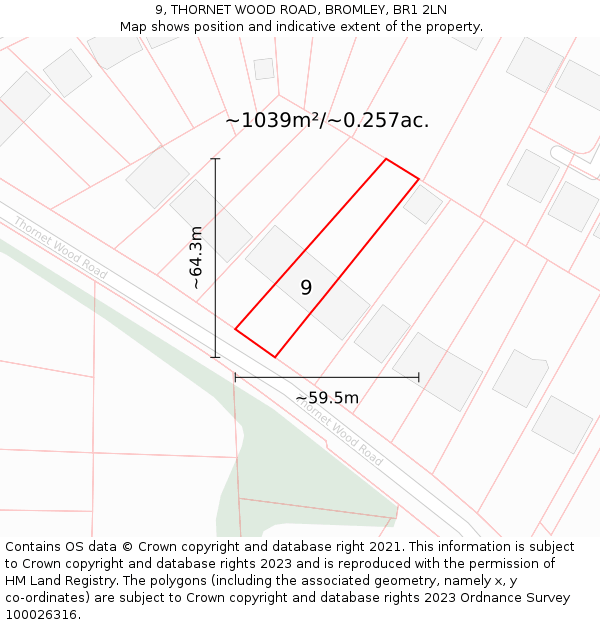 9, THORNET WOOD ROAD, BROMLEY, BR1 2LN: Plot and title map