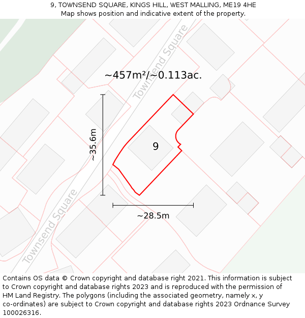 9, TOWNSEND SQUARE, KINGS HILL, WEST MALLING, ME19 4HE: Plot and title map