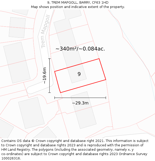 9, TREM MAPGOLL, BARRY, CF63 1HD: Plot and title map