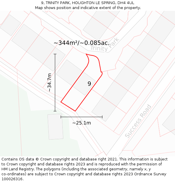 9, TRINITY PARK, HOUGHTON LE SPRING, DH4 4UL: Plot and title map