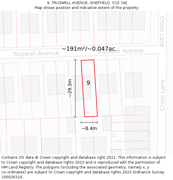 9, TRUSWELL AVENUE, SHEFFIELD, S10 1WJ: Plot and title map
