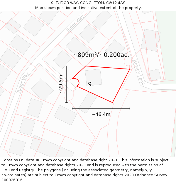 9, TUDOR WAY, CONGLETON, CW12 4AS: Plot and title map