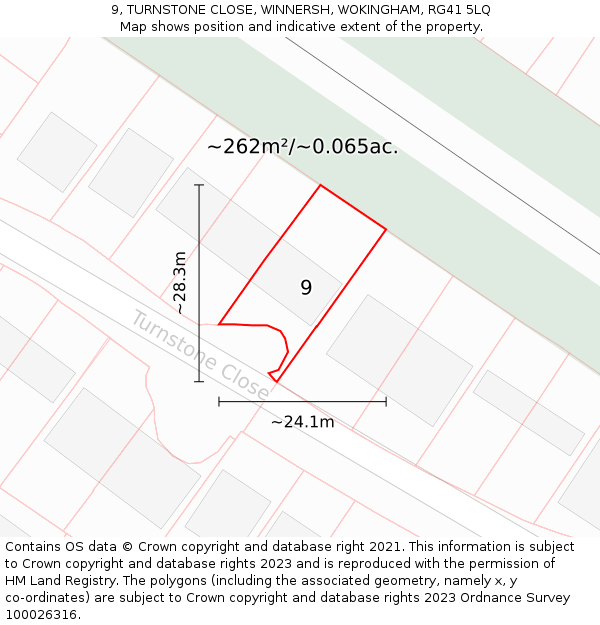 9, TURNSTONE CLOSE, WINNERSH, WOKINGHAM, RG41 5LQ: Plot and title map