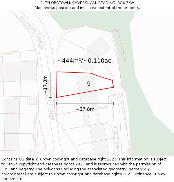 9, TYLORSTOWN, CAVERSHAM, READING, RG4 7XW: Plot and title map